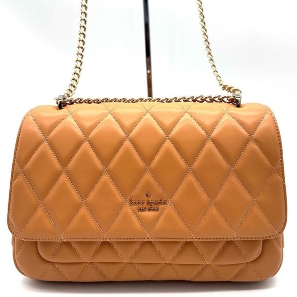 Kate Spade Carey Medium Quilted Leather Flap Shoulder Bag Tiramisu
